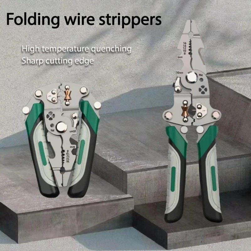 Foldable Multifunctional Wire Stripper, Crimper Cable Cutter Pliers gallery