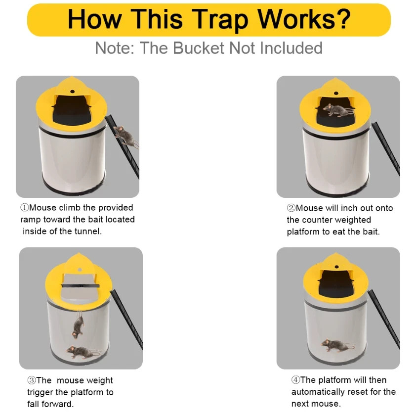 Mouse Rat Trap Flip & Slide Mouse Trap Bucket Catcher Mousetrap Slide Bucket Lid gallery