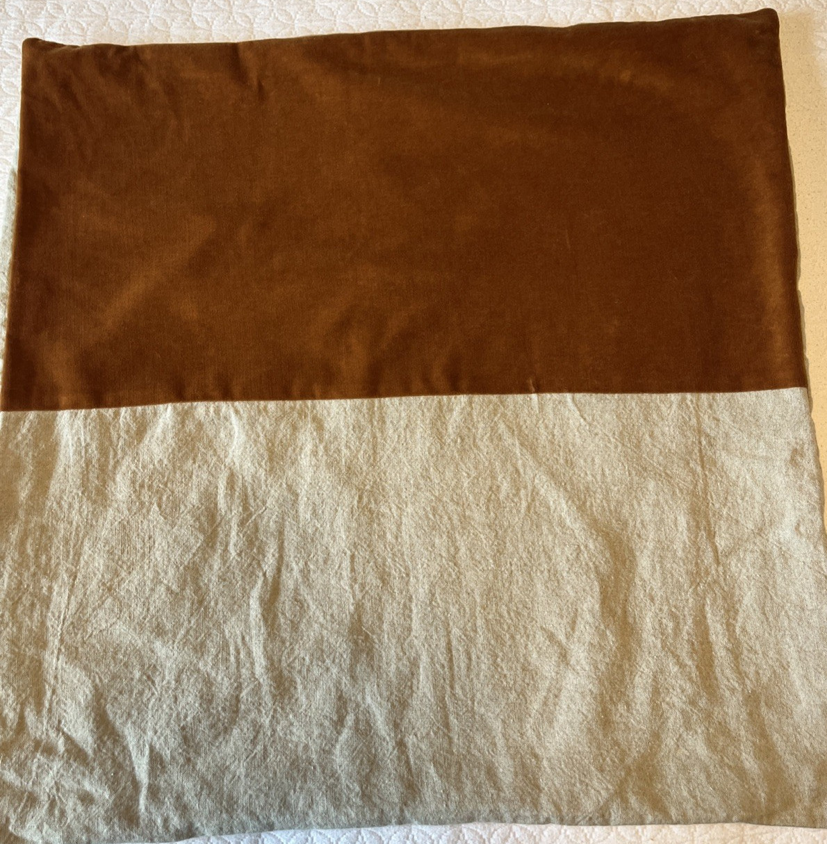 Crate & Barrel SKA Color Block Velvet Linen 23x23 Pillow Cover gallery