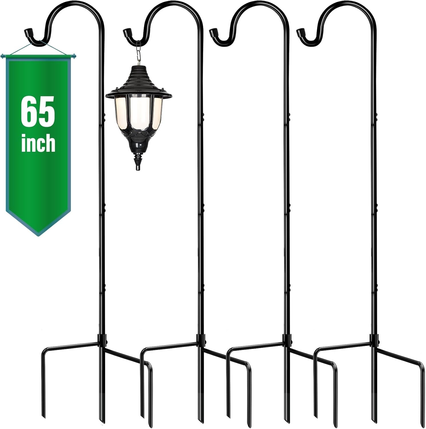 Shepherds Hooks 4 Pack 65" Metal Plant Hanger Garden Stake Lantern Decor gallery
