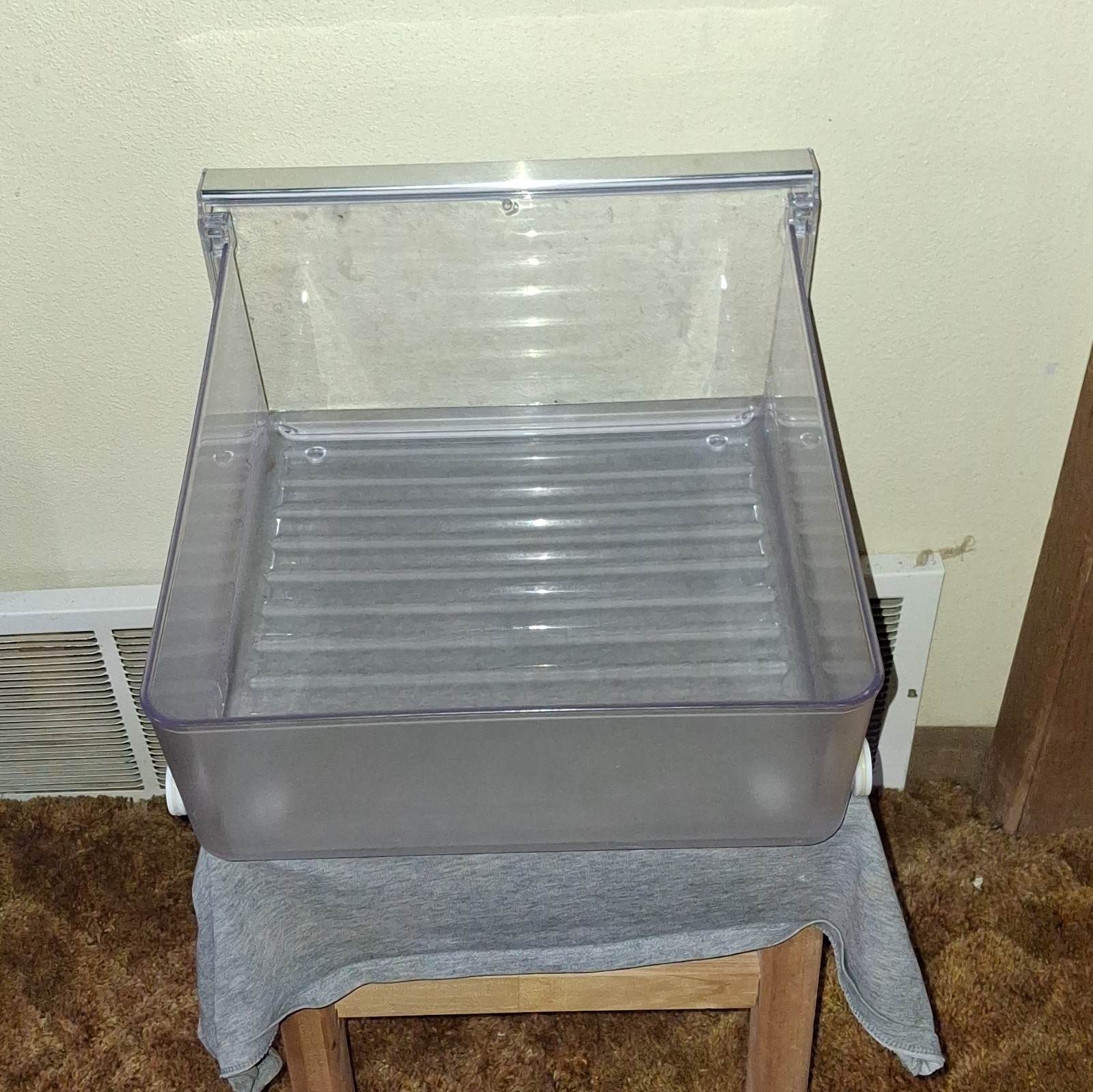 Used Clear Plastic Refrigerator Crisper Drawer Bin Replacement Part gallery