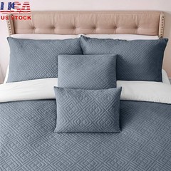 Microfiber King Quilt Set Lightweight Reversible W/ Pillow Shams Euro Shams New