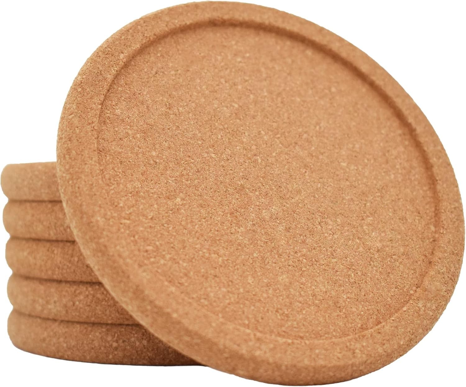 Cork Coasters for Drinks Absorbent - 6 Pcs 4 Inch Cork Coasters with Lip Heat gallery