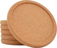 Cork Coasters for Drinks Absorbent – 6 Pcs 4 Inch Cork Coasters with Lip Heat