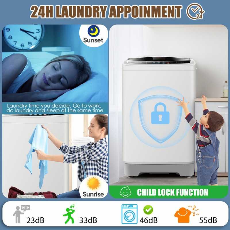 Full Automatic Washing Machine 20Lbs Compact Laundry Washer with Drain Pump New gallery