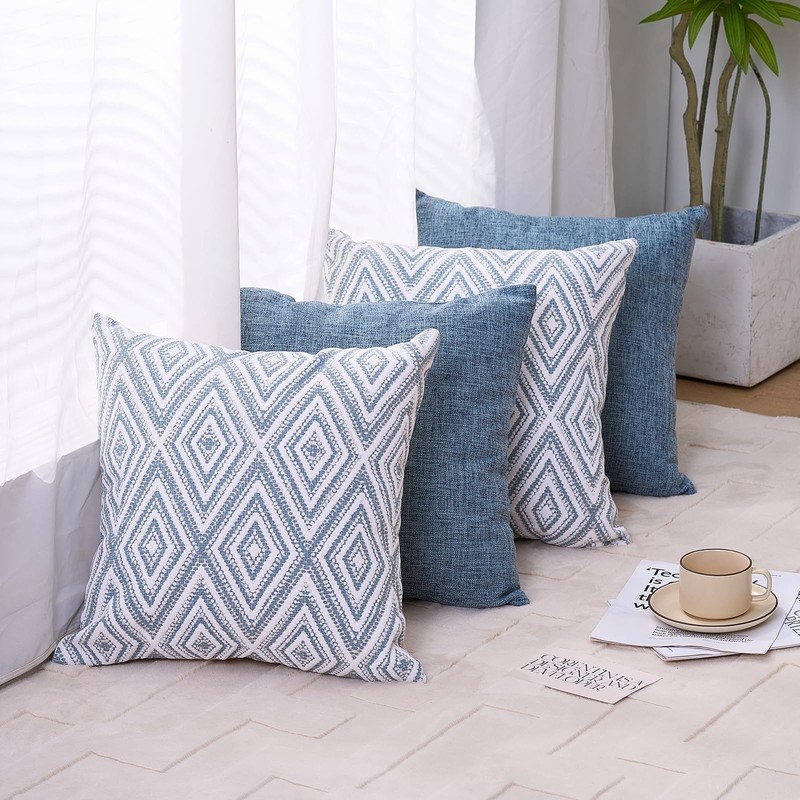 HPUK Decorative Throw Pillow Covers Set of 4 18" x (Pack 4), Blue gallery