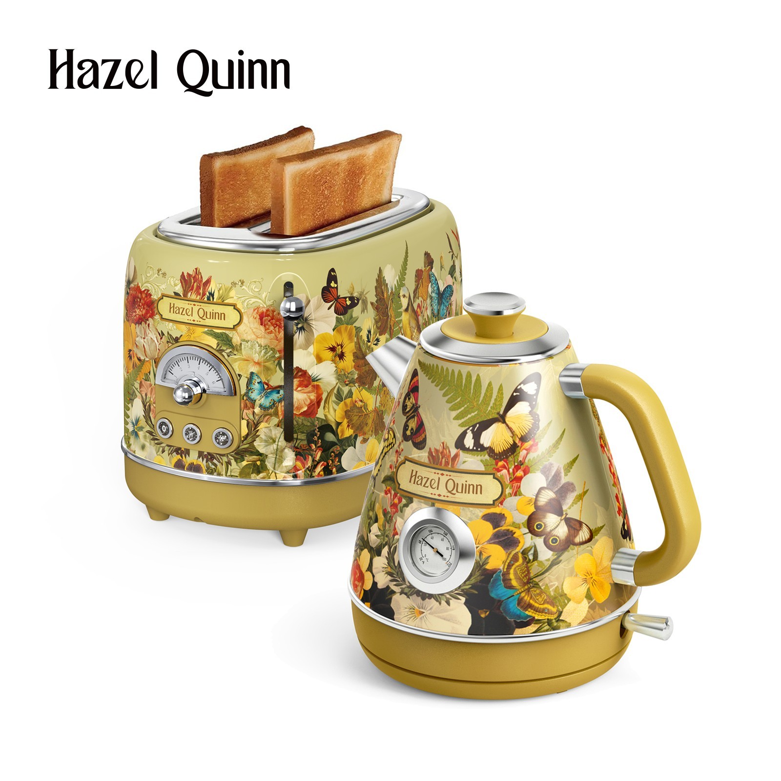 Hazel Quinn Electric Kettle Toaster Set 304 Stainless Steel Floral Patterned gallery