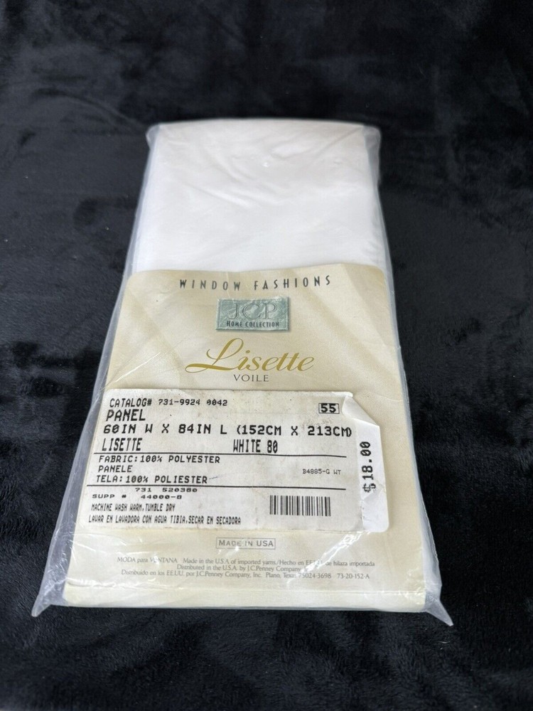 NIP Window Panel JC Penney Lisette Voile Sheers 60" W x 84" L White Curtain