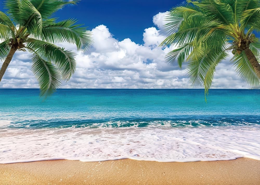 Hawaii Tropical Beach Ocean Backdrop Banner Seaside Palm Trees Photography gallery