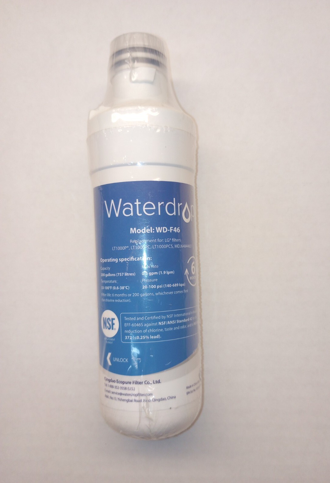 Waterdrop Refrigerator Filter Replacement WD-F46 Open Box New gallery