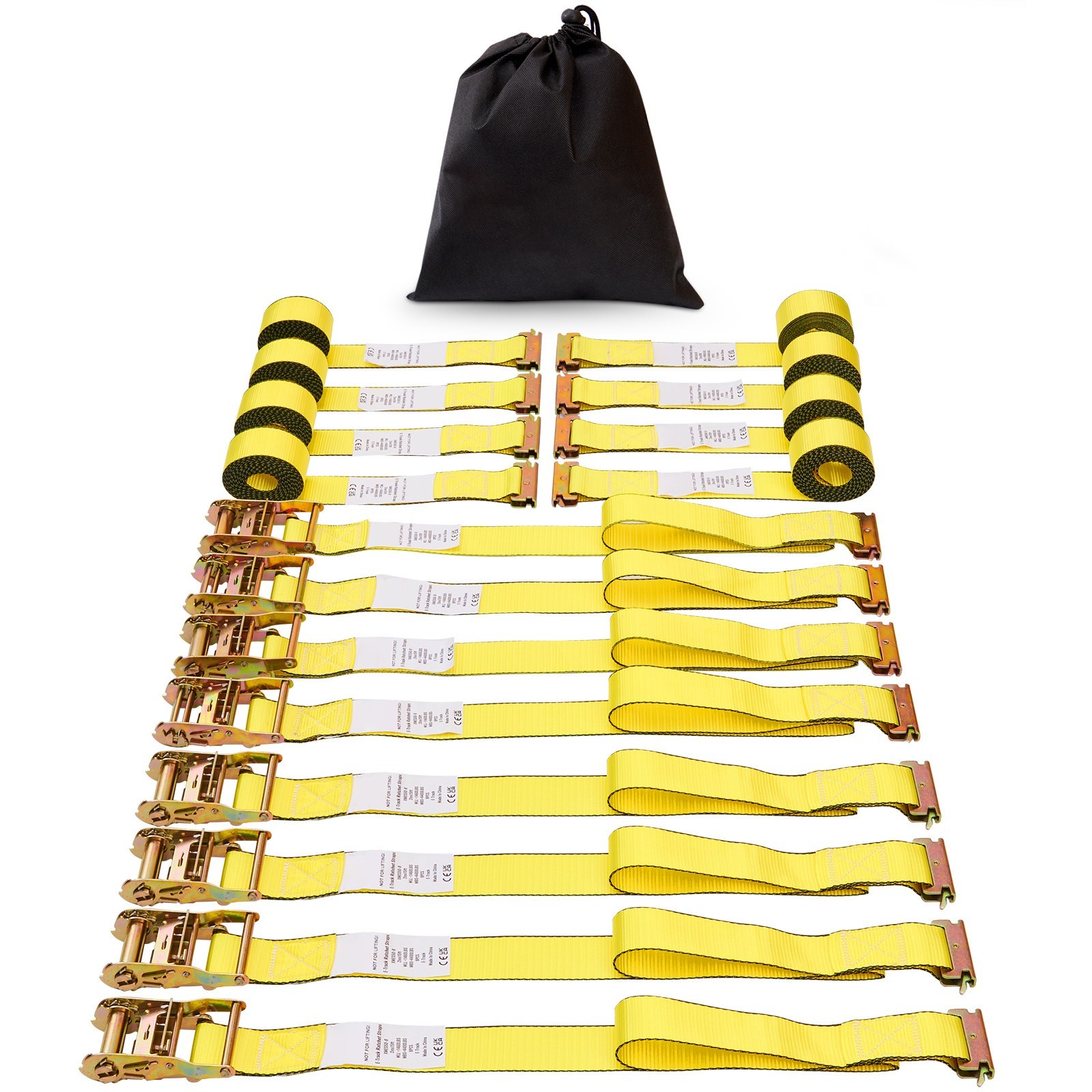 VEVOR E-Track Ratchet Straps 2" x 15' Tie-Down Straps Truck Trailer 18/8 Packs gallery