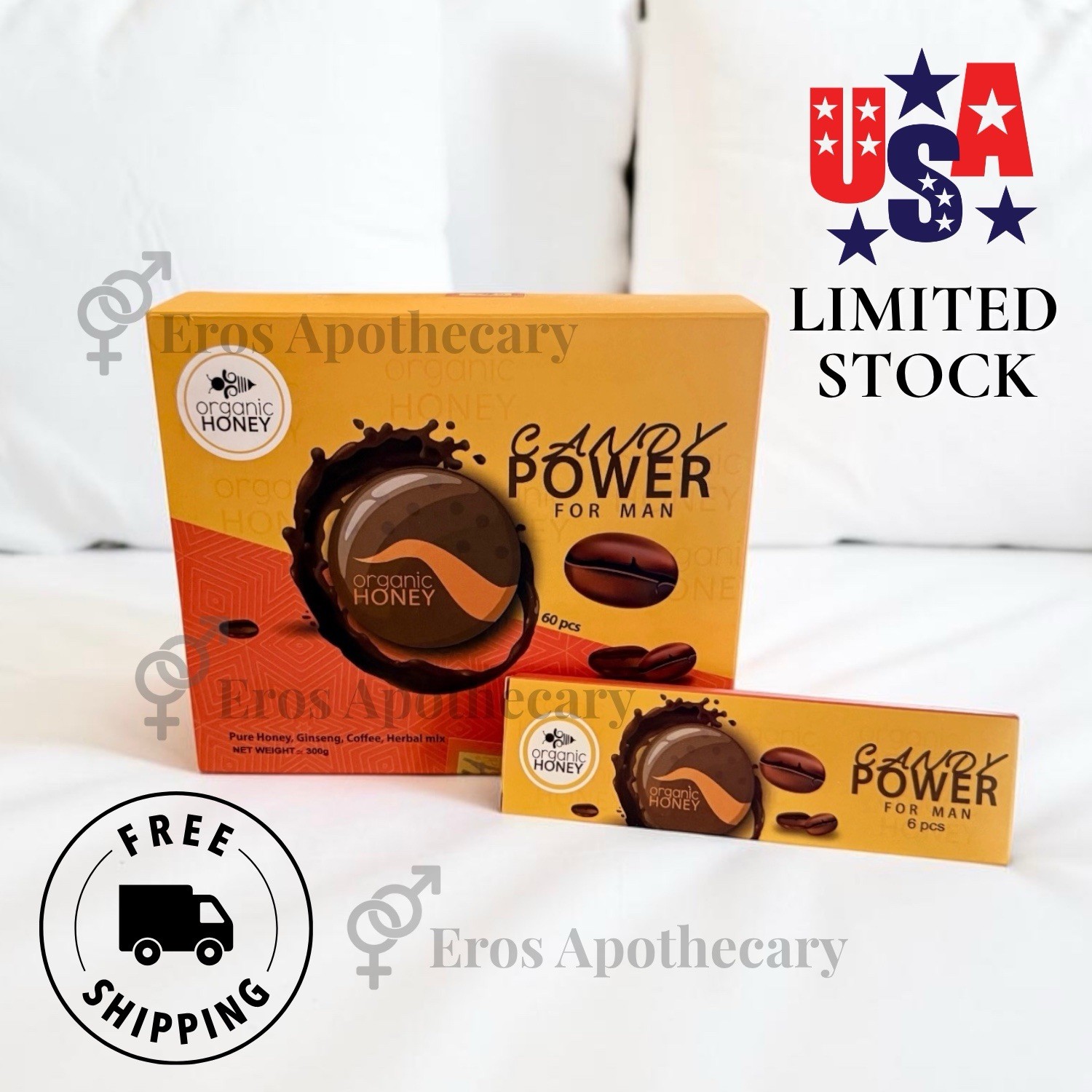 Organic Candy for Men | Coffee & Ginseng Blend – 60 Pieces gallery