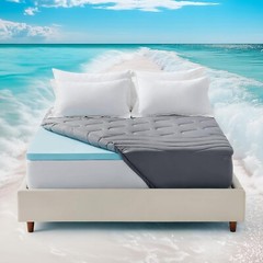 SLEEP ZONE Dual Layer 3 Inch Memory Foam Thick Mattress Topper, 2 inch Cooli…