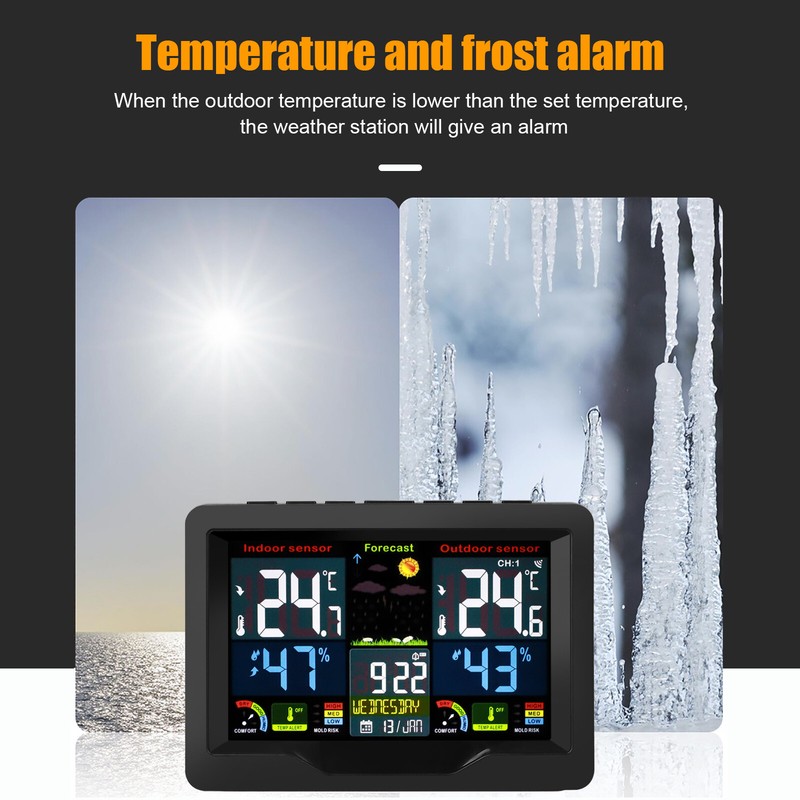 Digital LCD Wireless Weather Station Clock Indoor Outdoor Thermometer Humidity gallery