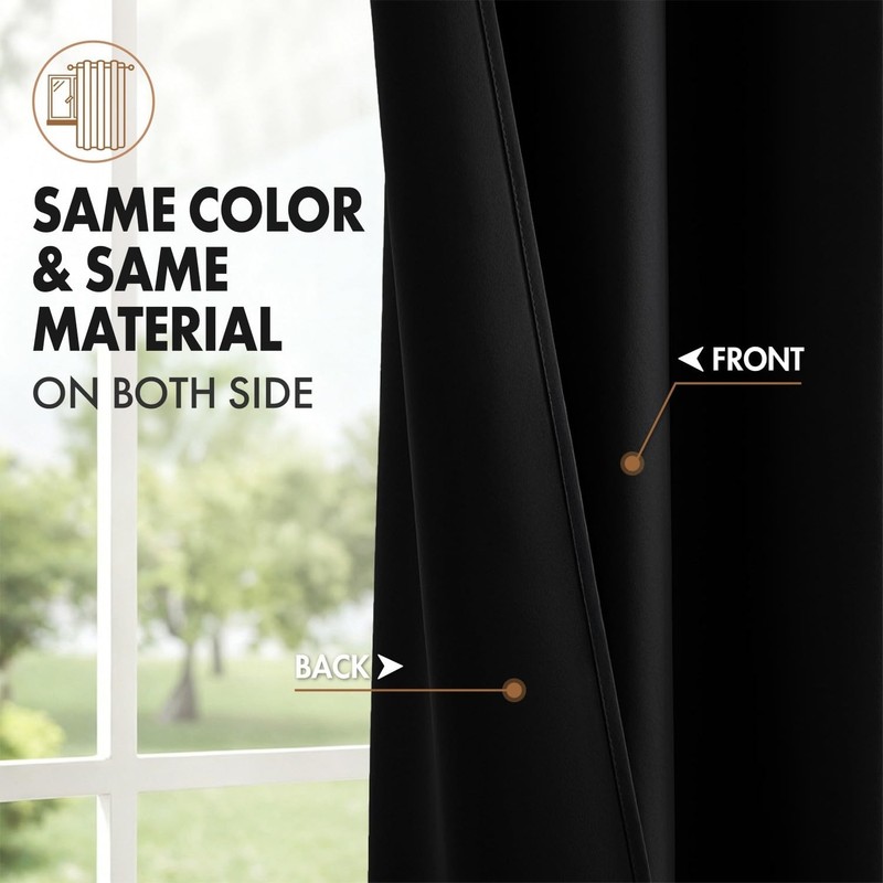 MIULEE Black Blackout Curtains for Bedroom 40"W x 63"L (Pack of 2), gallery