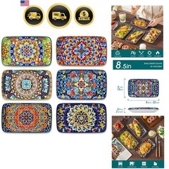 Simi 6-Piece Ceramic Salad Plates Set – 8.5 Inch, Rectangular Dessert Plates …