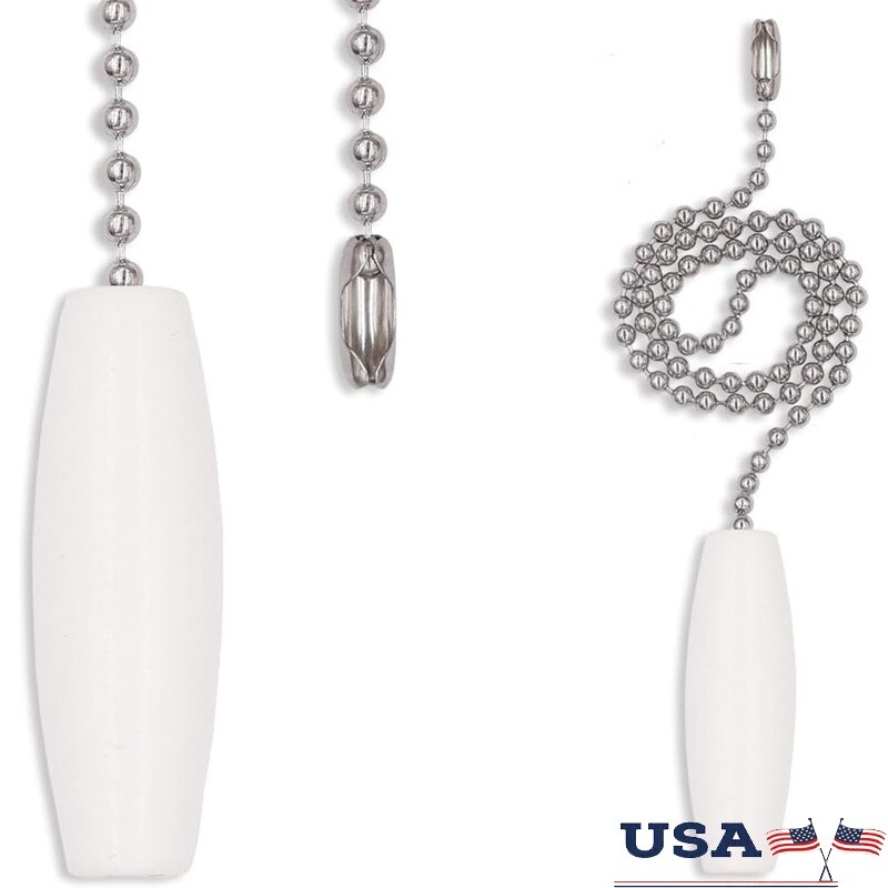 Ceiling Fan Pull Chain 2 Pack Stainless Steel Wooden Pendant Extension Decor New gallery