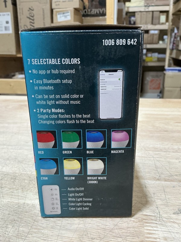 Ecosmart LED Light Bulb Speaker w/Bluetooth 60W Color Changing and Remote NEW gallery