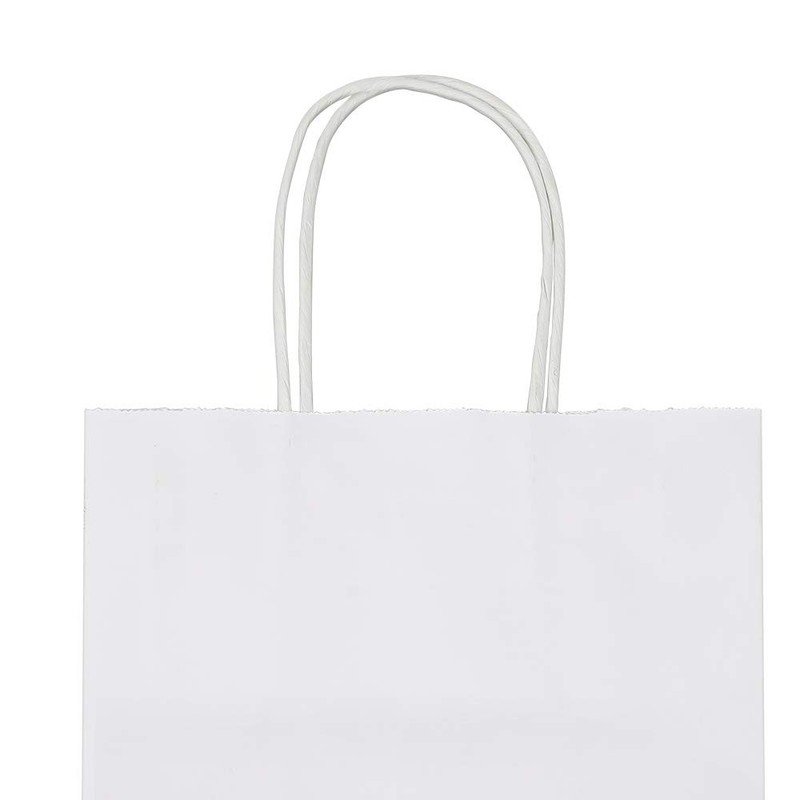 50 Pack 8x4.75x10 inch Medium White Kraft Paper Bags with Handles Bulk, Gift ... gallery