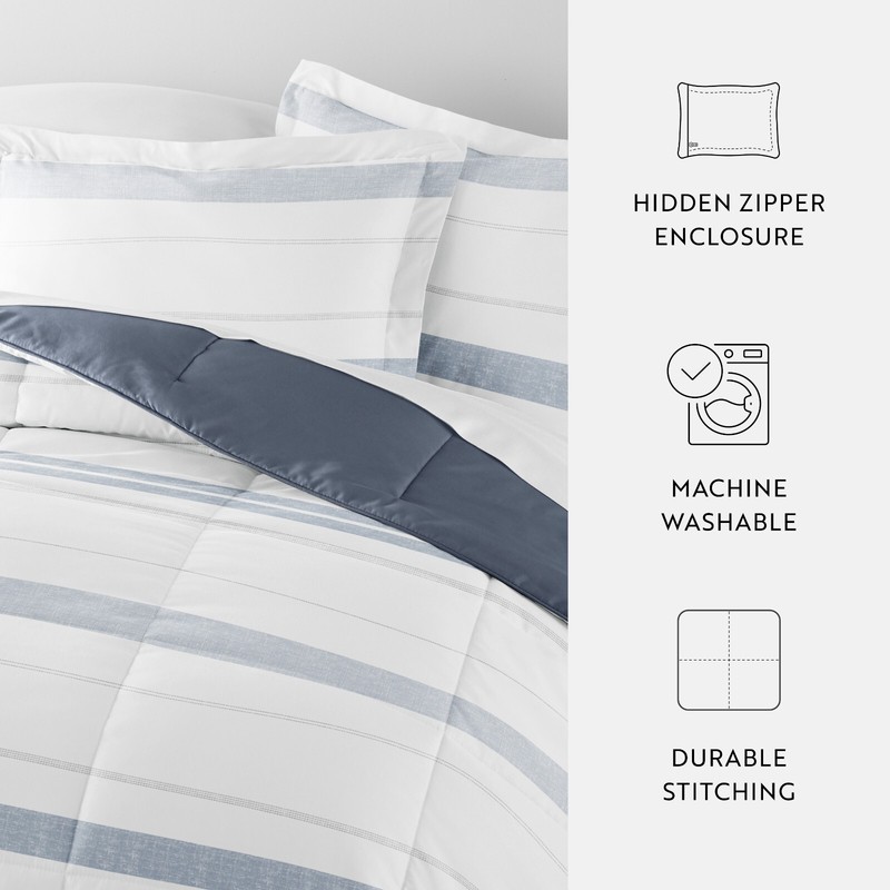 Kaycie Gray Striped Patterned Reversible Comforter gallery
