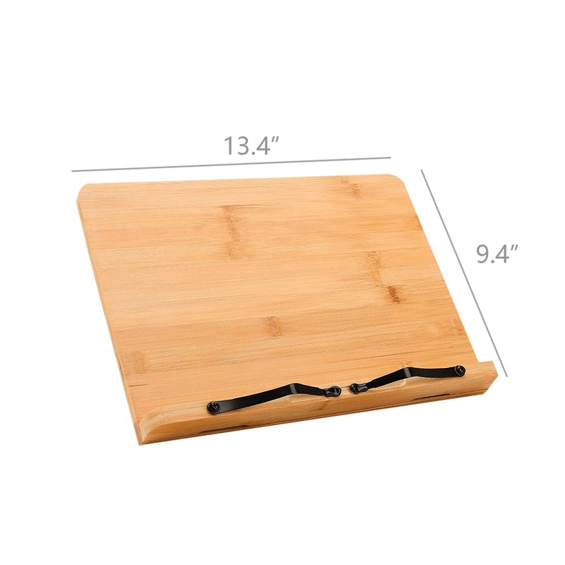 FixtureDisplays Bamboo Book Stand, Large Cookbook Holder, Adjustable Natural gallery