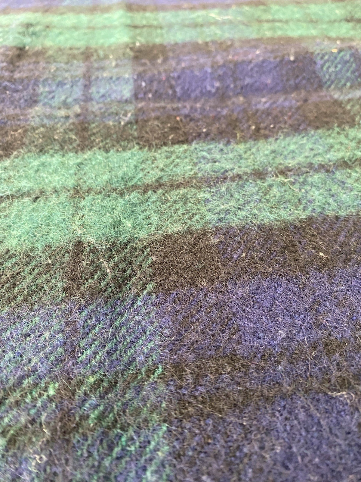 James Pringle Comfydown Wool Tartan Plaid Blanket Throw 54x36 Green Blue gallery