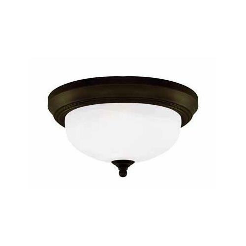 Westinghouse 2 Light Flush Mount Light Fixt A19 5-7/8 In. Bronze,Glass,White gallery