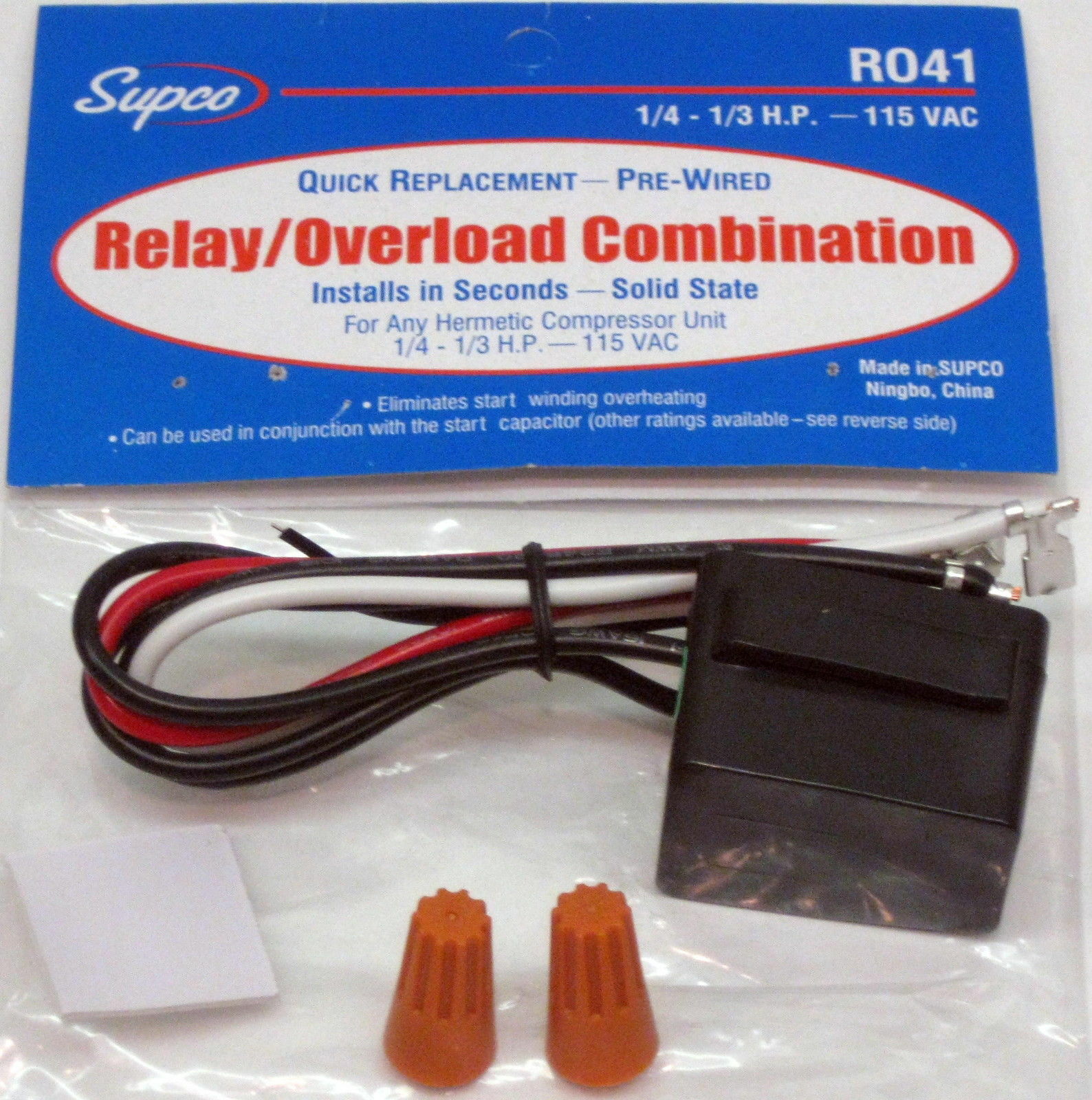 R041 SUPCO Refrigerator Relay Overload FOR 1/4 - 1/3 hp Compressors 115 Volts gallery