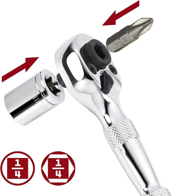 Compact Mini 1/4" Stubby Ratchet Wrench - Dual-Sided Precision Engineering gallery