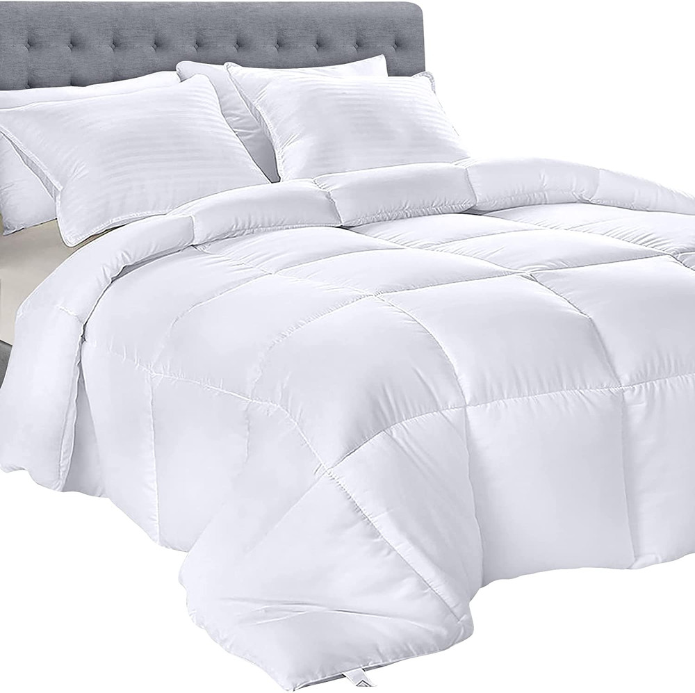 Bedding down Alternative Comforter (Queen, White) - All Season Comforter - Plush
