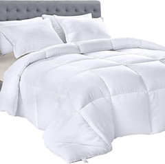 Bedding down Alternative Comforter (Queen, White) – All Season Comforter – Plush