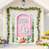 Easter Door Cover with Elastic,Fitted 35'' X 83'' Stretchy Fabric Happy Easter B gallery