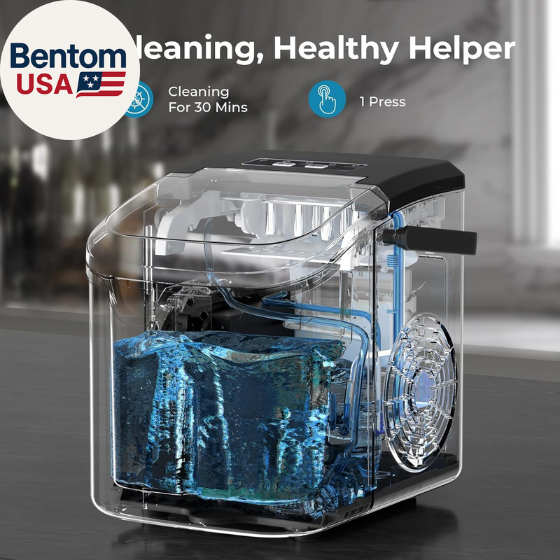 Countertop Ice Maker Machine, 8 Ice Cubes in 6 Mins, 26Lb/Day Ice with 2 Sizes- gallery
