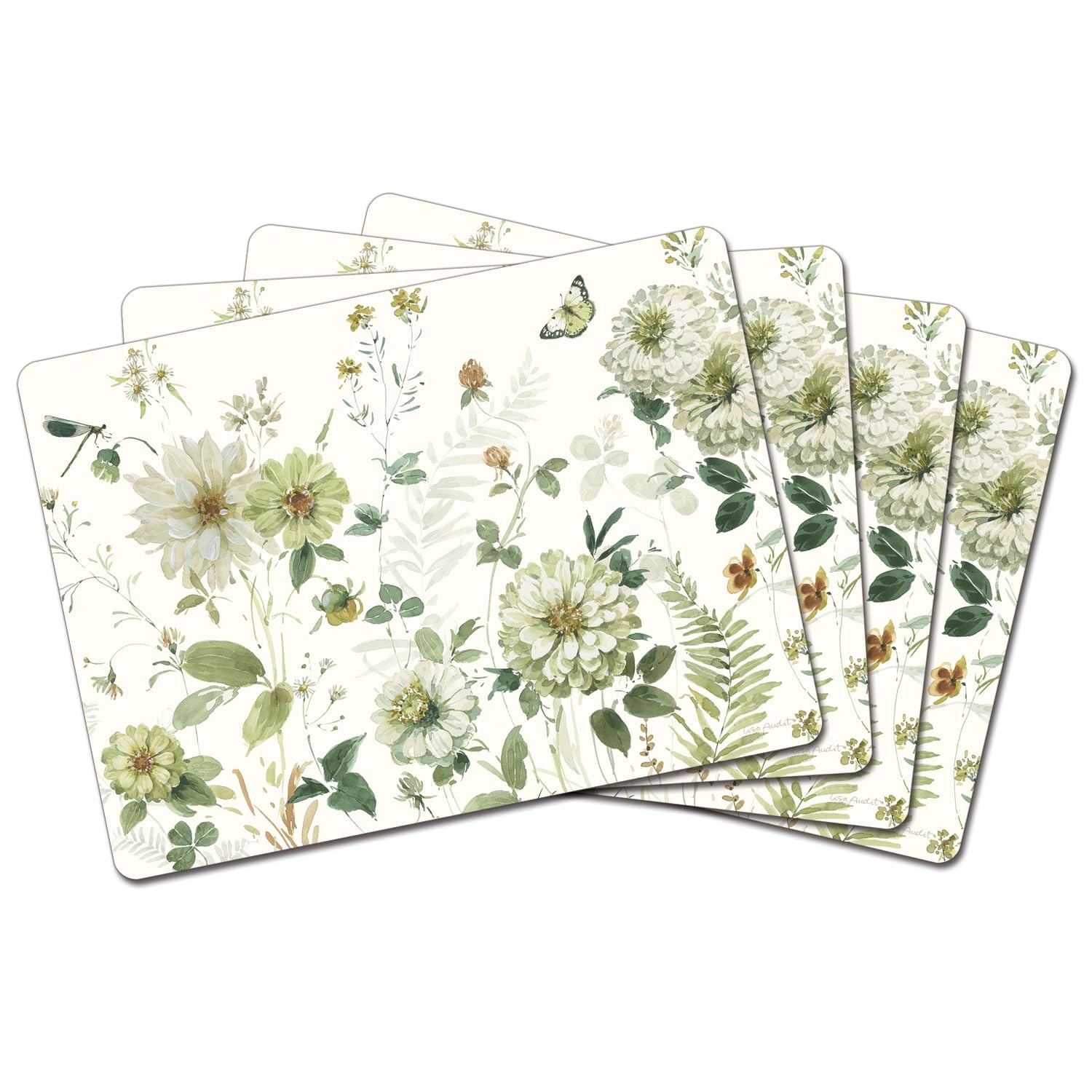 4 PCS Green Fields Hardboard Tabletop Placemats Artistic Wipe Clean USA gallery