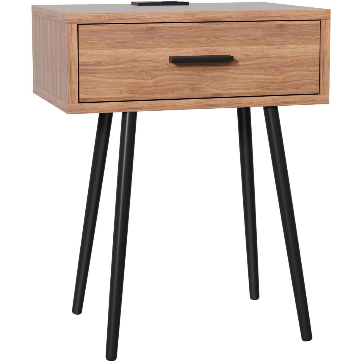 Nightstand Bedside Table 2 Drawers with Charging Station and USB Ports gallery