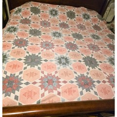 Thin Single Layer Farmhouse Style Throw Blanket Camping Pink Blue White 97″x81″