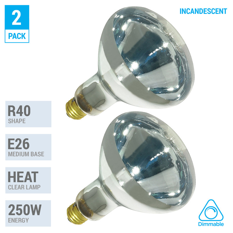 2 Pack 250W Watt Infrared Brooder Chicken Coop Hen House Clear Heat Lamp R40 E26 gallery