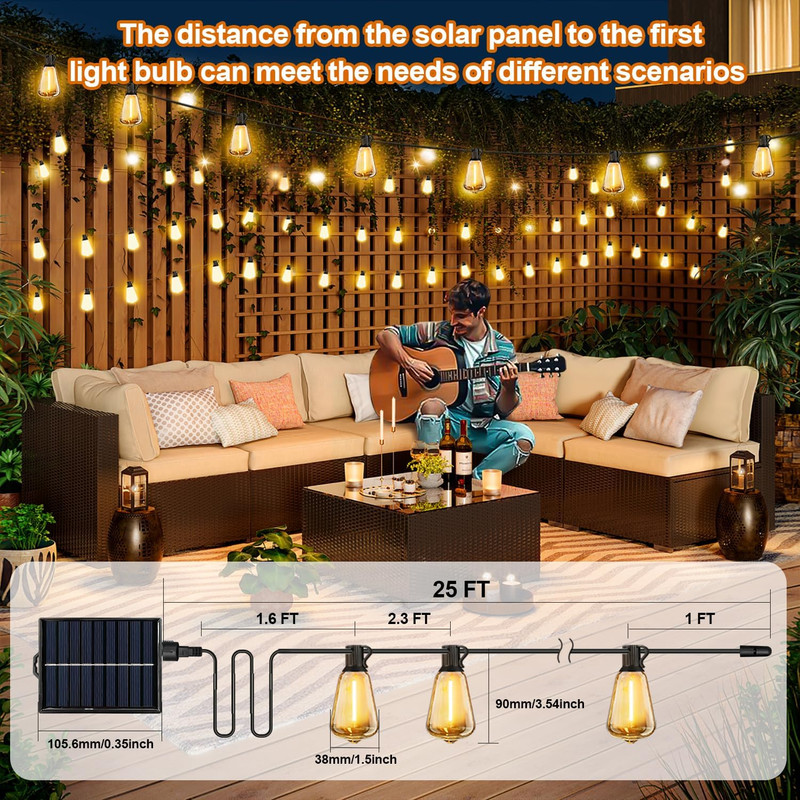 Solar String Lights Outdoor Waterproof with Remote & Timer, LED Shatterproof ST3 gallery