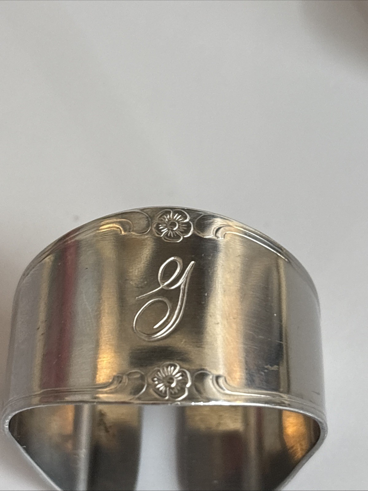 Monogrammed "G" Set Of 2 Stainless Steel Custom Craft Napkin Rings Dinner gallery