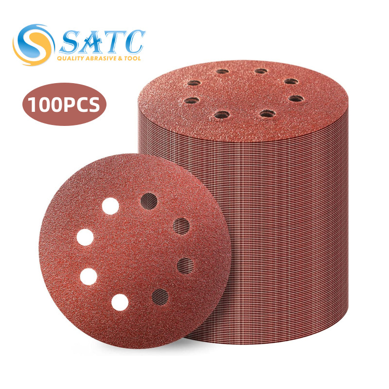 100x 5 Inch 8 Hole Hook Loop Sanding Discs 120 Grit Orbital Sander Sandpaper Pad gallery