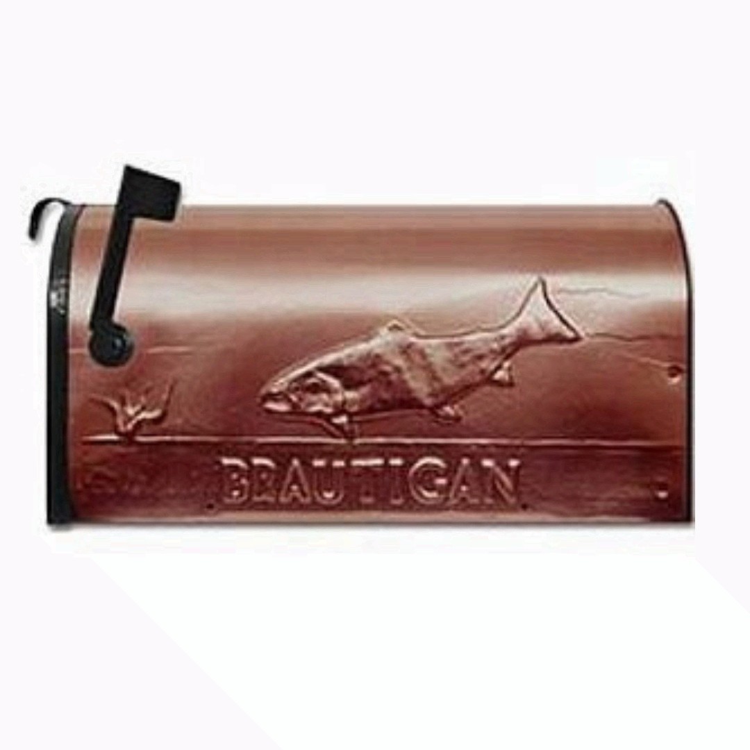 Copper Trout Mailbox Decorative Outdoor Rural Mail Box Fishing Design gallery