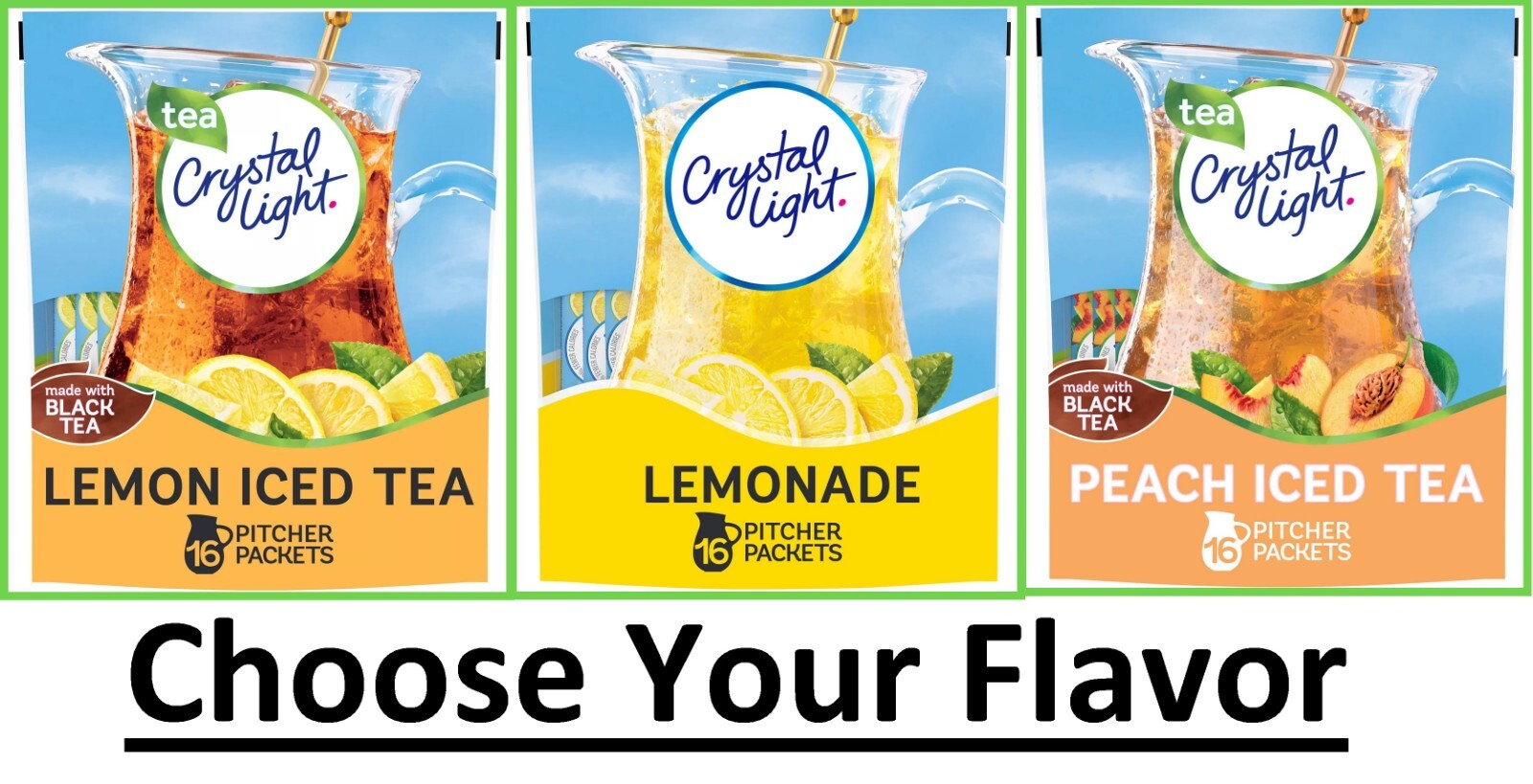 32 Packets Crystal Light Peach Iced Tea, Lemon Iced Tea OR Light Lemonade Mix gallery
