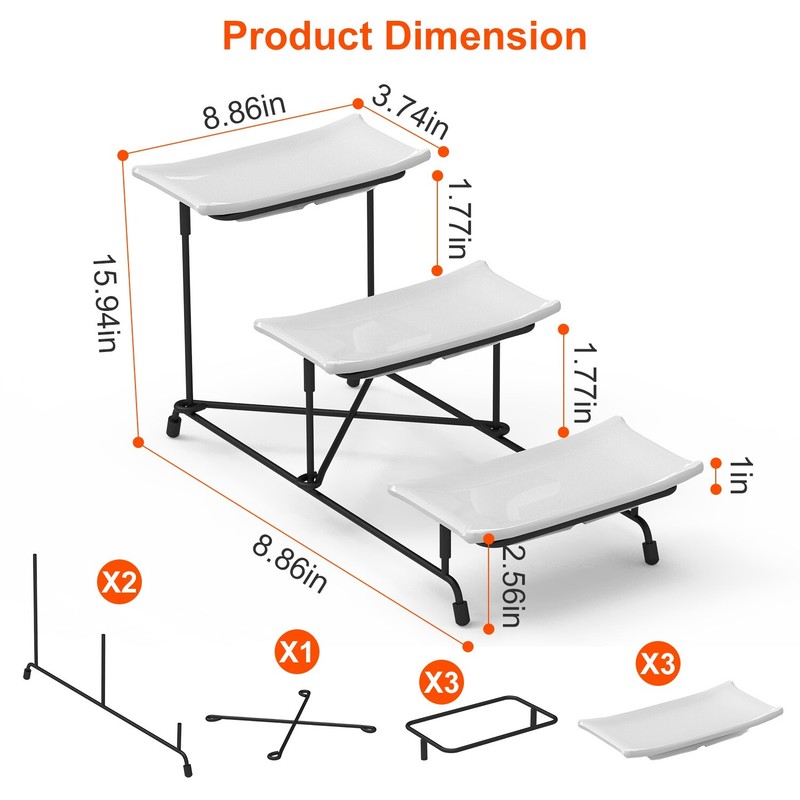Plastic Serving Tray Dessert Display Stand Dinnerware Rack Platters Metal Stand gallery