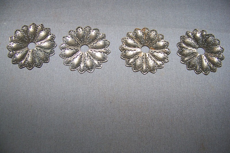 Four, LIGHTWEIGHT, Chrome Plate Over STAMP BRASS, Furniture Rosettes-SEE INFO gallery