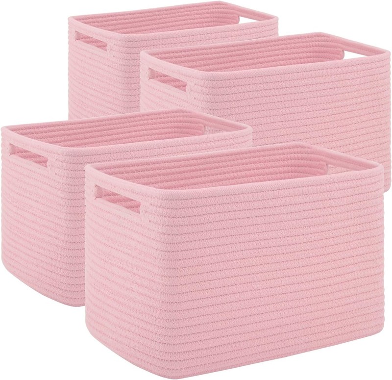 Woven Storage Basket Set, 4 Pack Sturdy Organizer Bins for Nursery & Shelves gallery