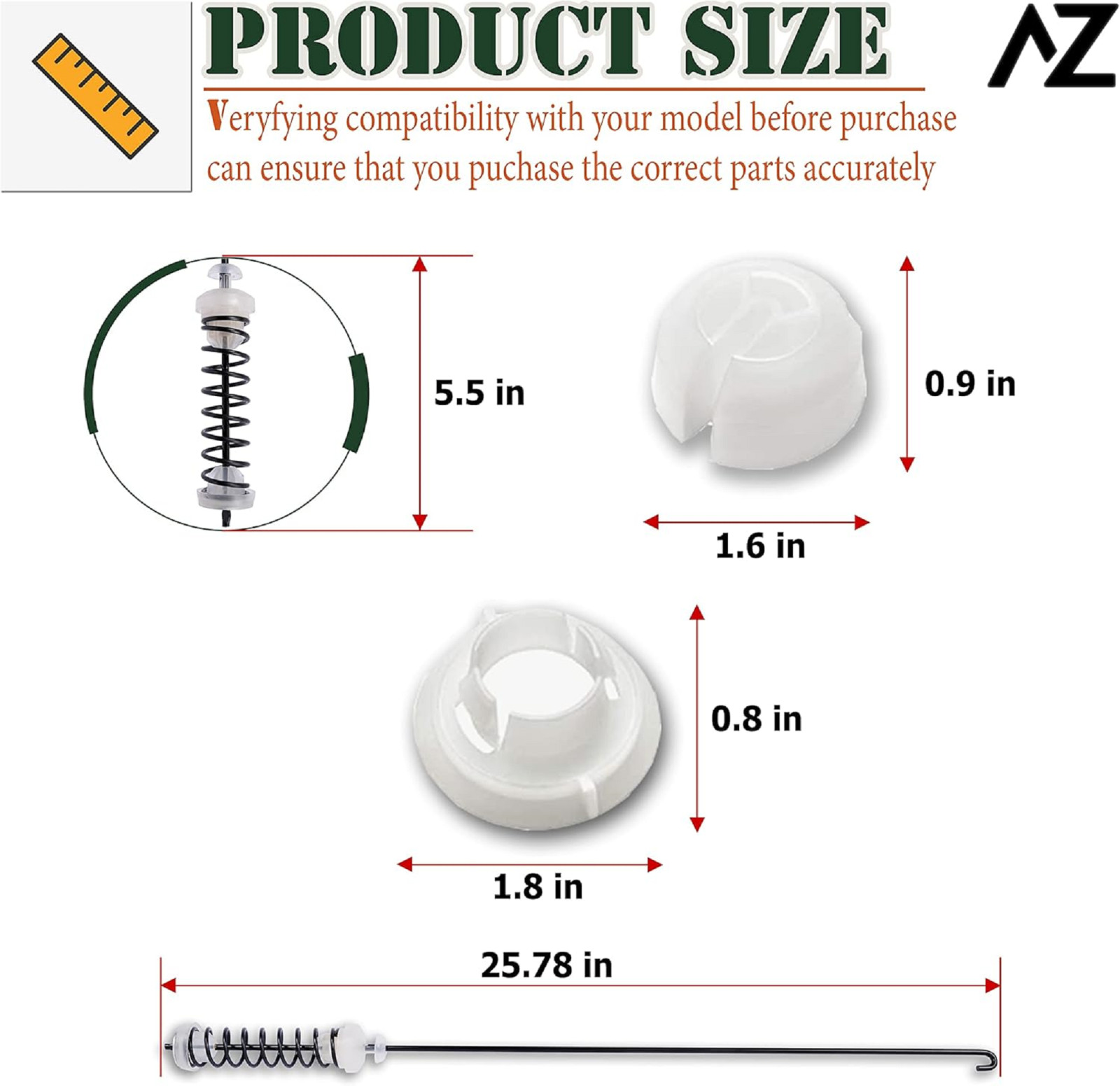 4PCS Washer Suspension Rod Kit For Whirlpool WTW4800BQ0 WTW4800BQ1 WET4027HW0 gallery