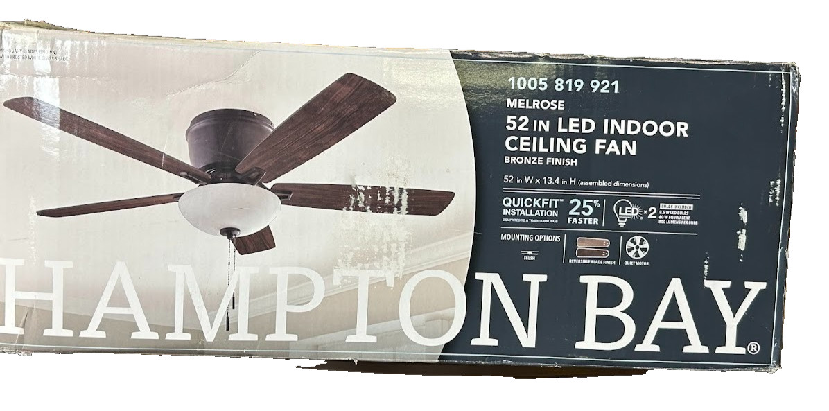 Hampton Bay Melrose 52 in. Indoor LED Hugger Bronze Dry Rated Ceiling Fan gallery