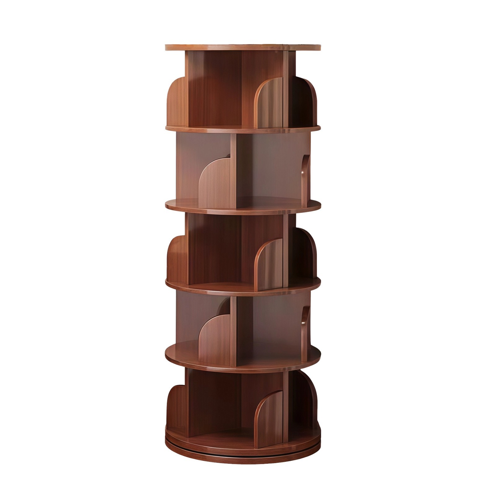 360° Rotating 5-Tier Bookshelf Spinning Display Space-Saving Walnut gallery