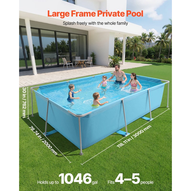 Uimoso Rectangular Steel Frame Pool 118 x 78 x 30 in Above Ground Swimming Pool gallery