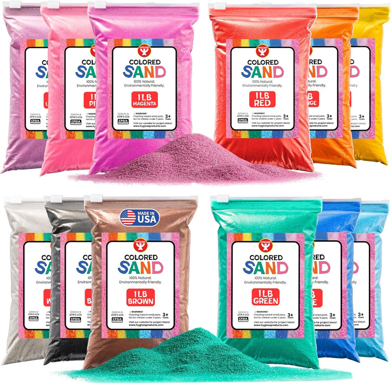Colored Sand for Crafts - 12 Assorted Colors Bags - 1 Lb Vibrant Colorful Fine S gallery